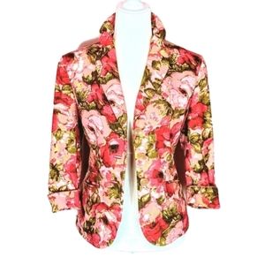 Ann Taylor Pink Floral Silk Blazer Women's Size 8